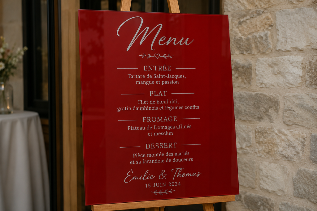 Panneau menu en plexiglass