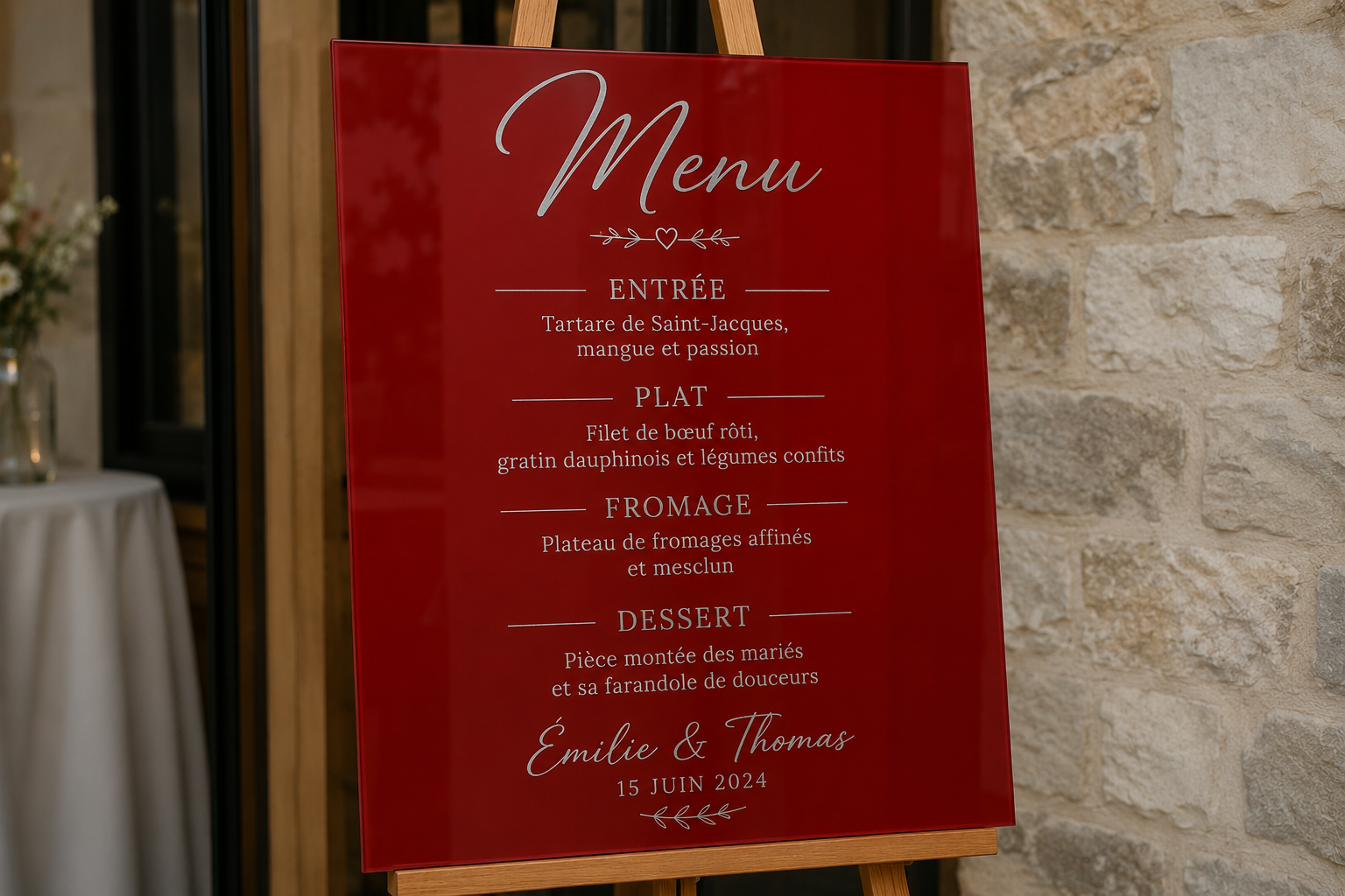 Panneau menu en plexiglass