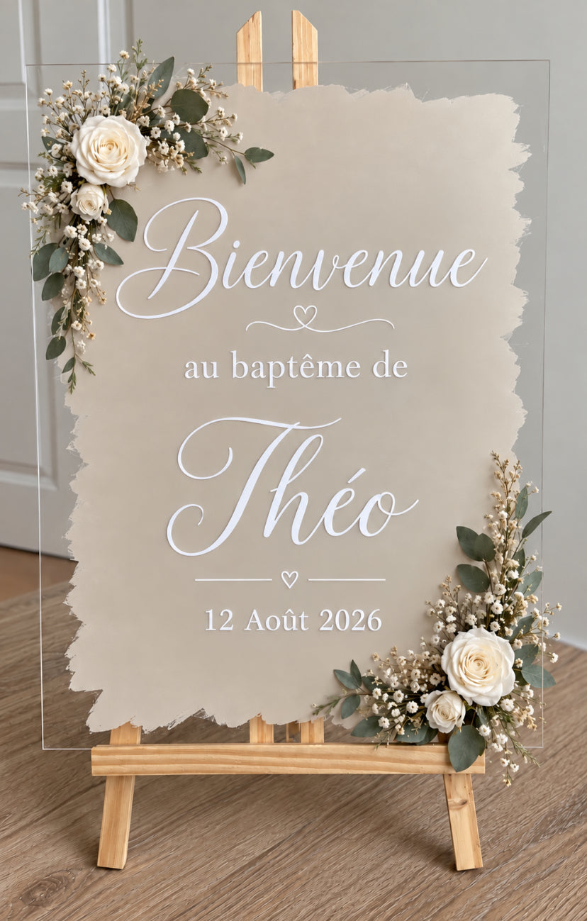 Panneau bienvenue en plexiglass