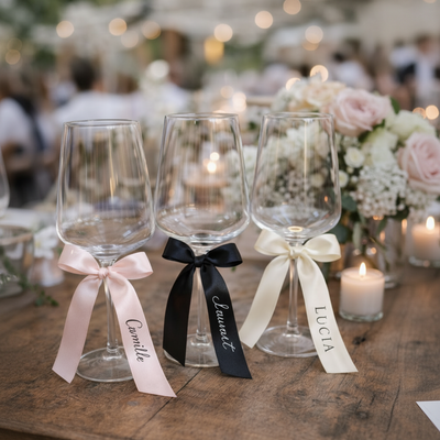 Étiquette de verre / marque place en tissu personnalisé