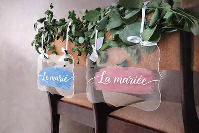 Panneaux "Le Marié" et "La Mariée" en acrylique