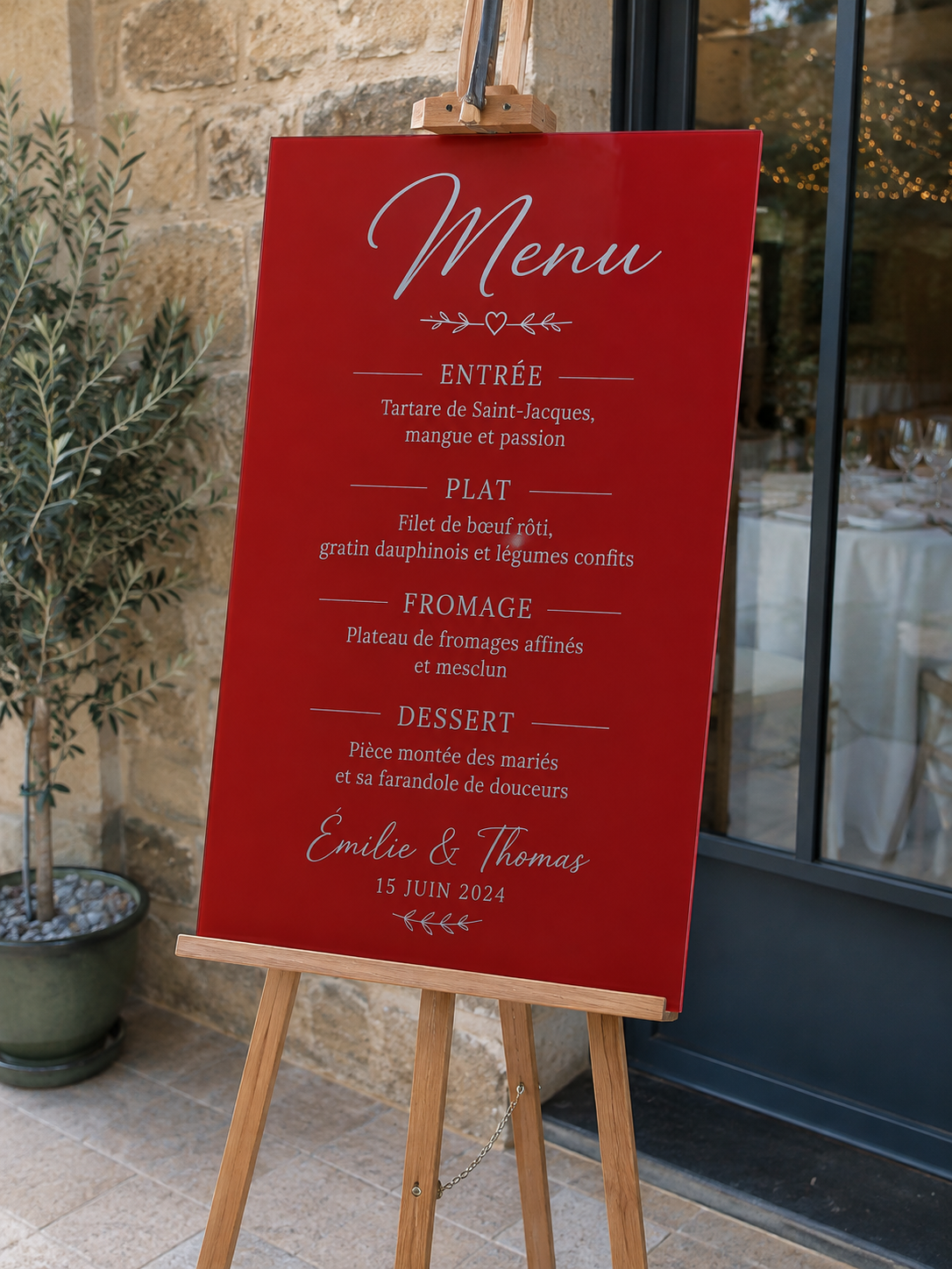 Panneau menu en plexiglass
