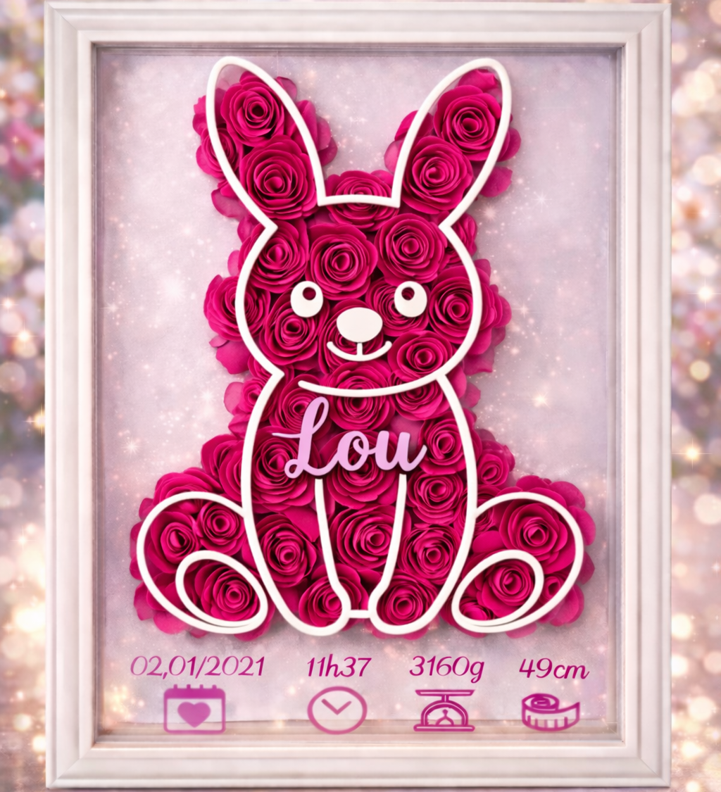 Cadre Fleuri - Naissance Lapin