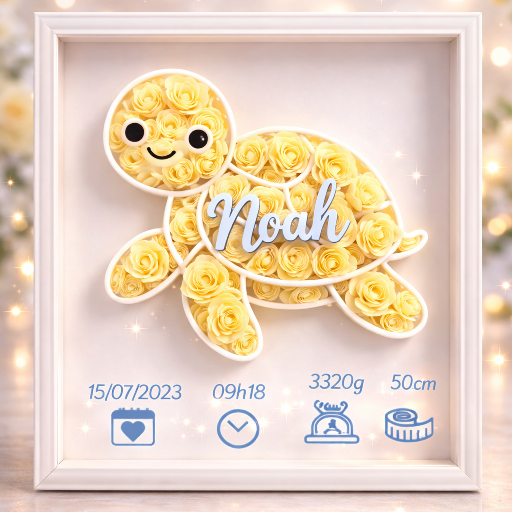 Cadre Fleuri - Naissance Tortue