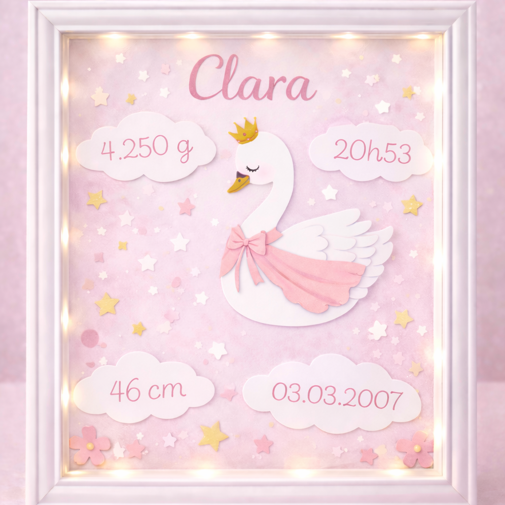 Cadre Led - Naissance Cygne