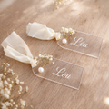 Marque place plexiglass ruban fleuri